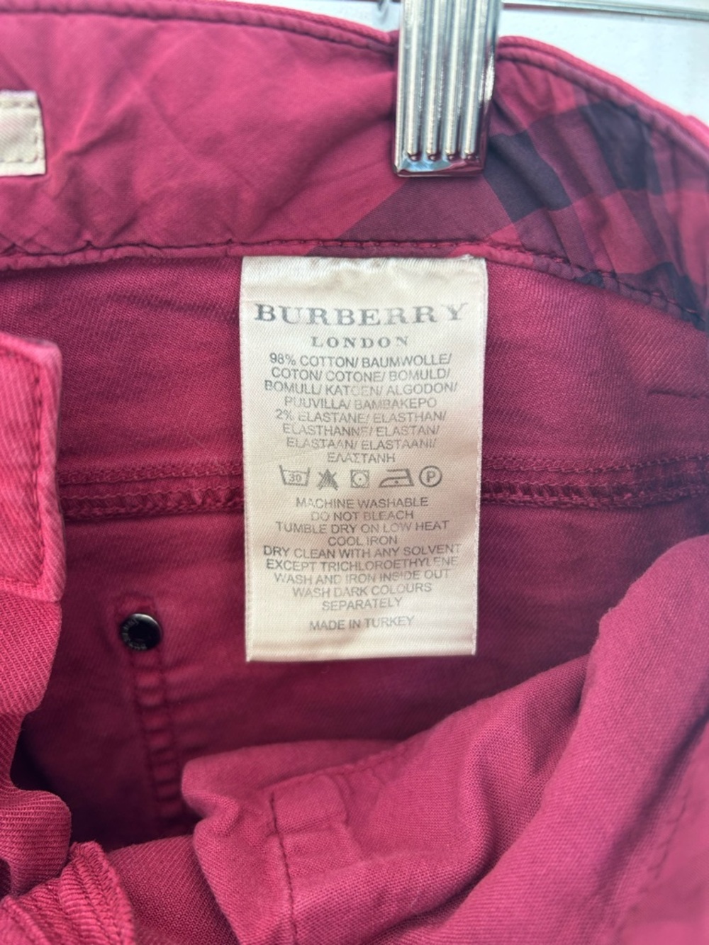 Burberry London Pink Fuchsia Skinny Crop Jeans Size 26 Designer Stretch Denim - Picture 7 of 8